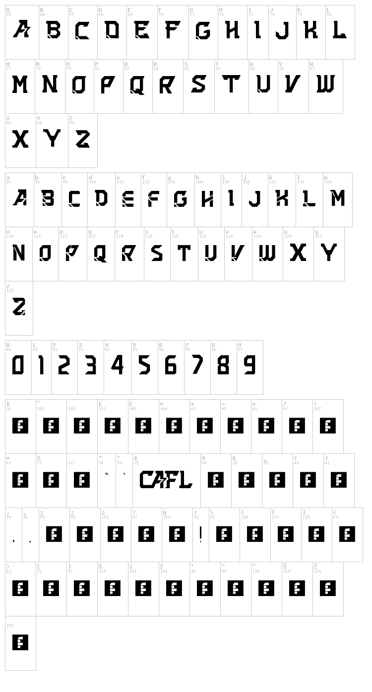 All American font map